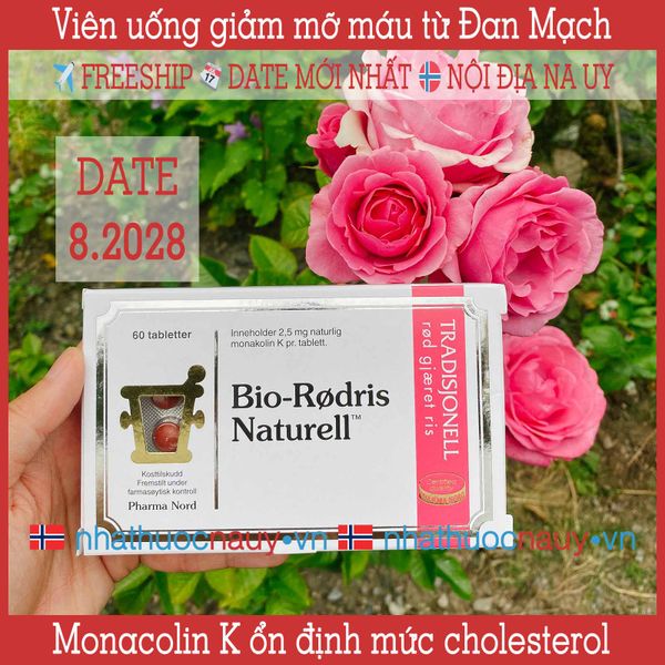 Bio-Rodris Naturell Viên giảm mỡ máu, duy trì cholesterol từ Đan Mạch