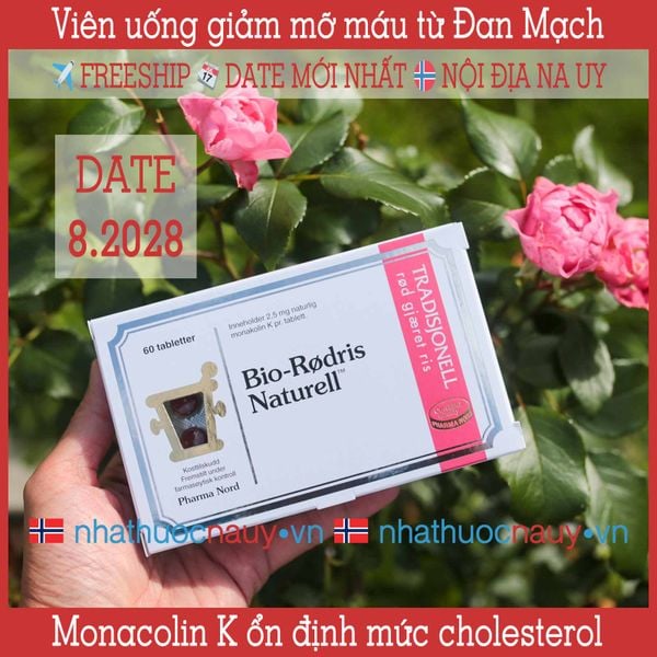 Bio-Rodris Naturell Viên giảm mỡ máu, duy trì cholesterol từ Đan Mạch