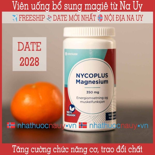Viên uống magiê Nycoplus Magnesium 350 mg chính hãng từ Na Uy