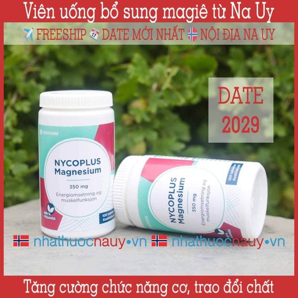 Viên uống magiê Nycoplus Magnesium 350 mg chính hãng từ Na Uy