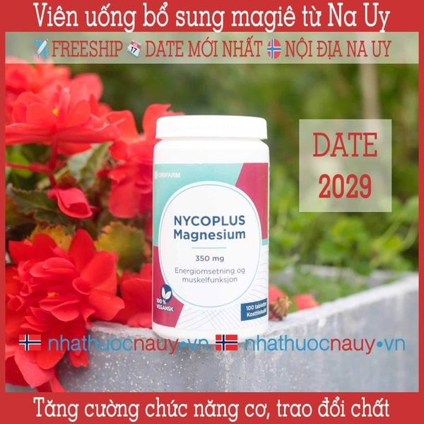 Viên uống magiê Nycoplus Magnesium 350 mg chính hãng từ Na Uy