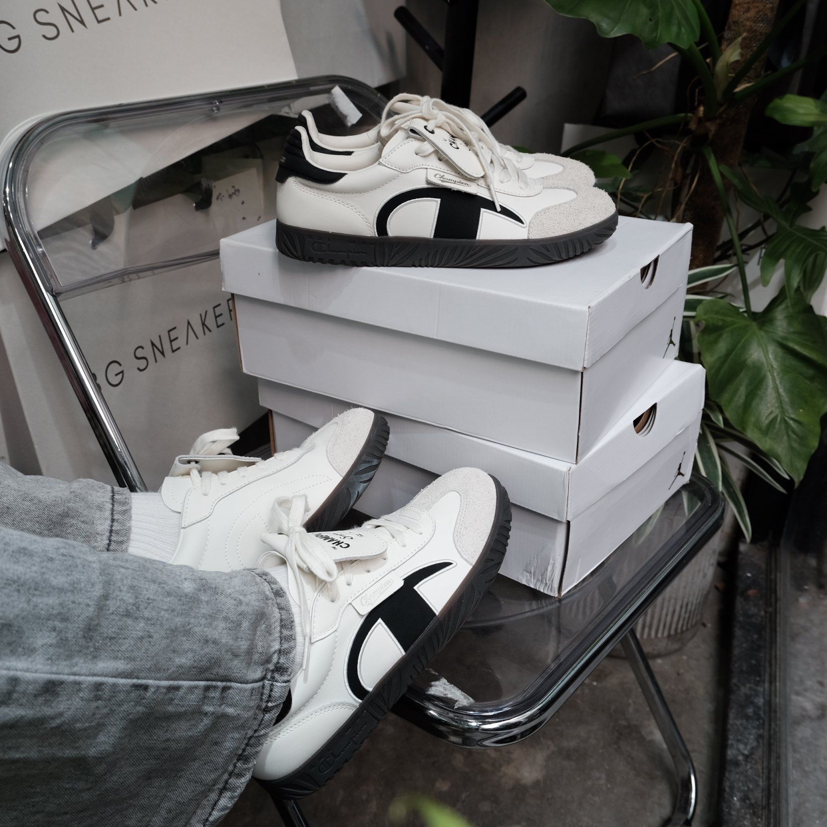  Giày Champion Essentials Champ T-Trainer ' Cream/Black ' [ U4CFCTW14U3 ] [ U5AFCTW15U3 ] 