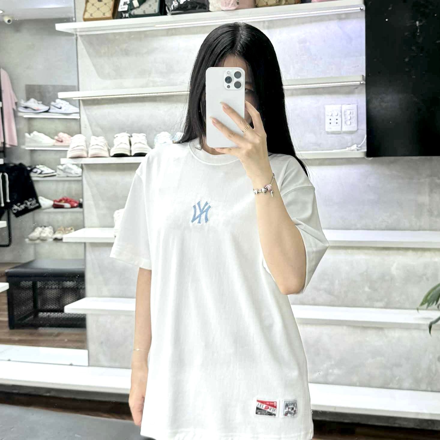  Áo Thun New Era New York Yankees White Logo Jeans Mono Blue  17784545 