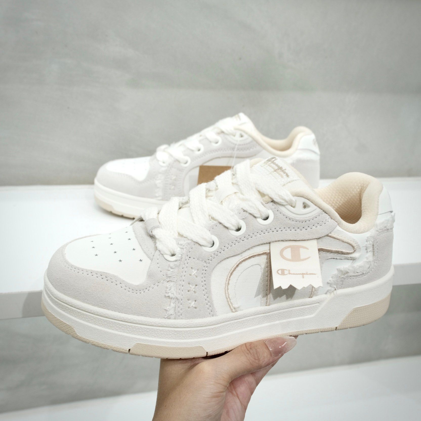  Giày Champion Low-Top Skateboard Shoes Unisex Cream Kaki U5AFCTU75F2 