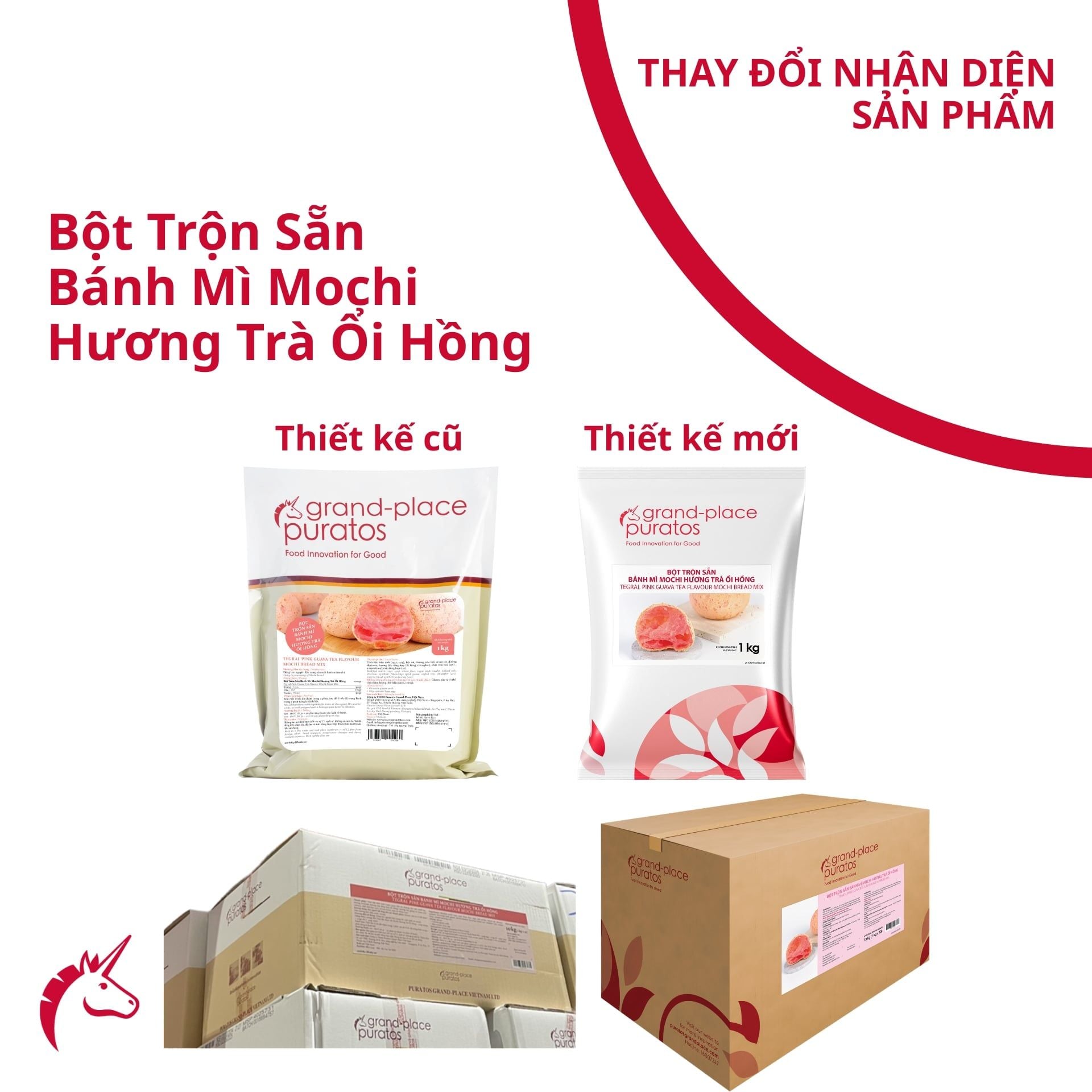 Bột trộn sẵn bánh mì Mochi hương trà ổi hồng  1kg - 4025731