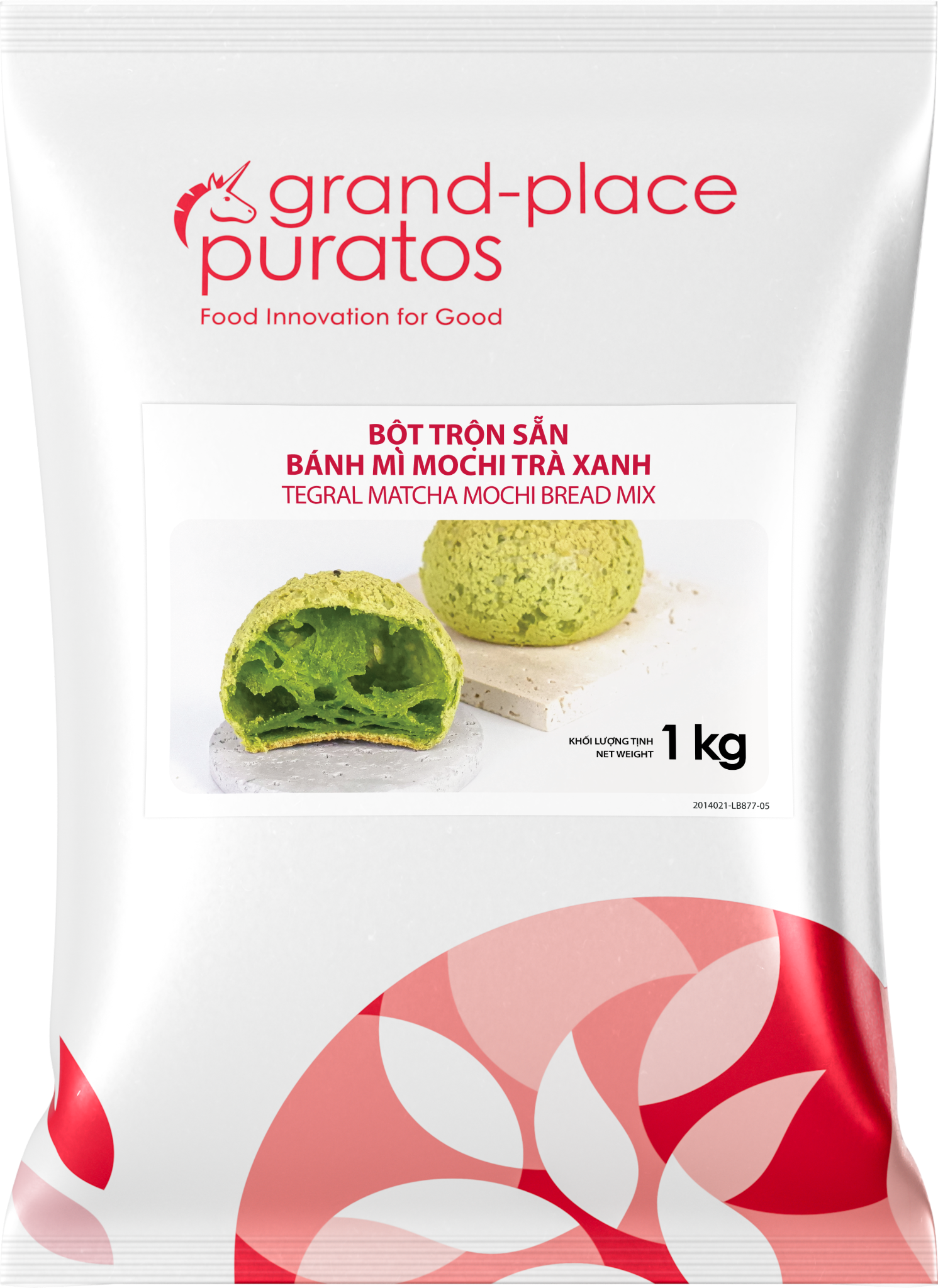 Bột trộn sẵn bánh mì Mochi trà xanh 1kg - 4022002