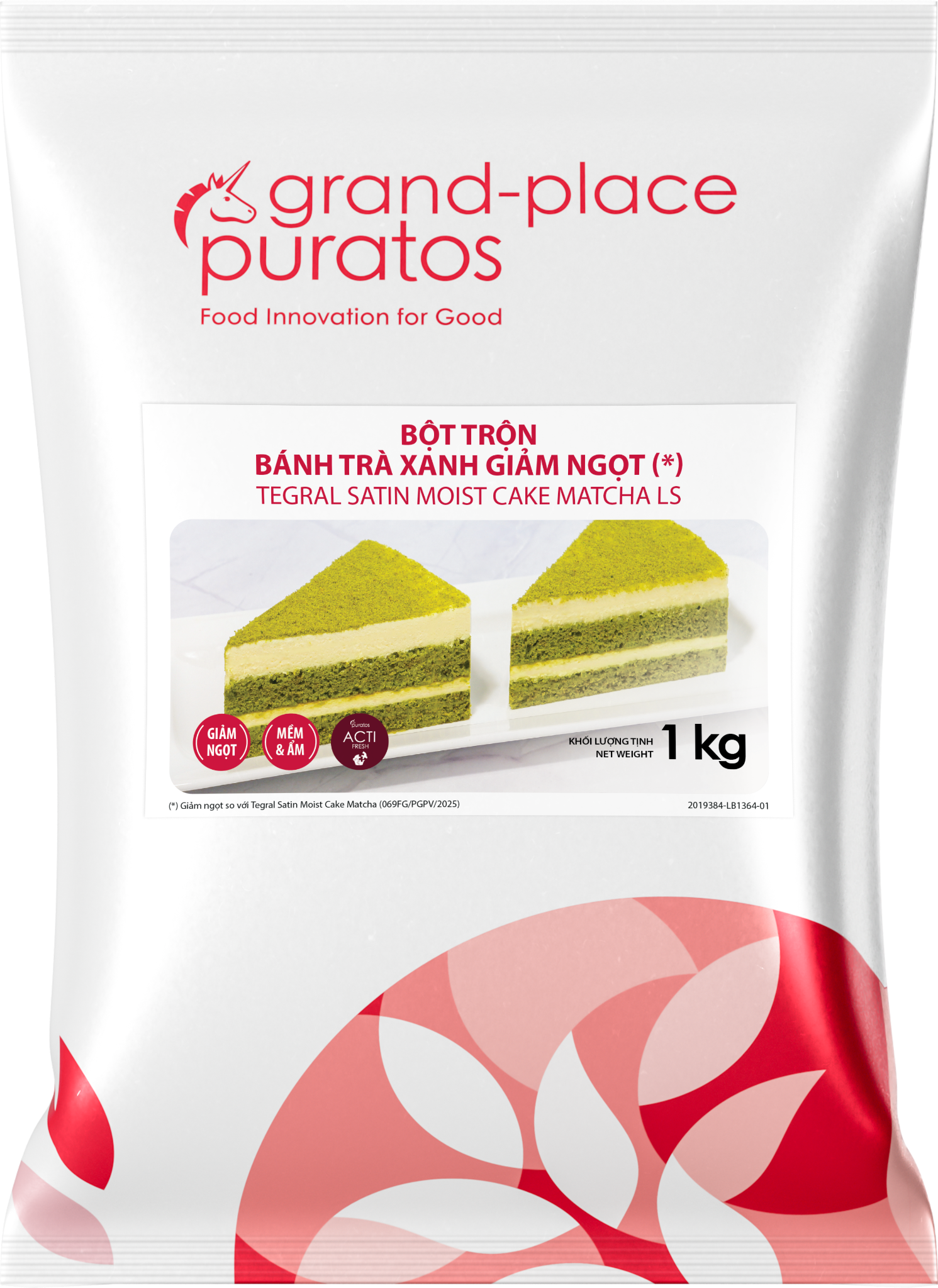 Bột trộn sẵn bánh Moist trà xanh Giảm Ngọt 1kg - 4029363