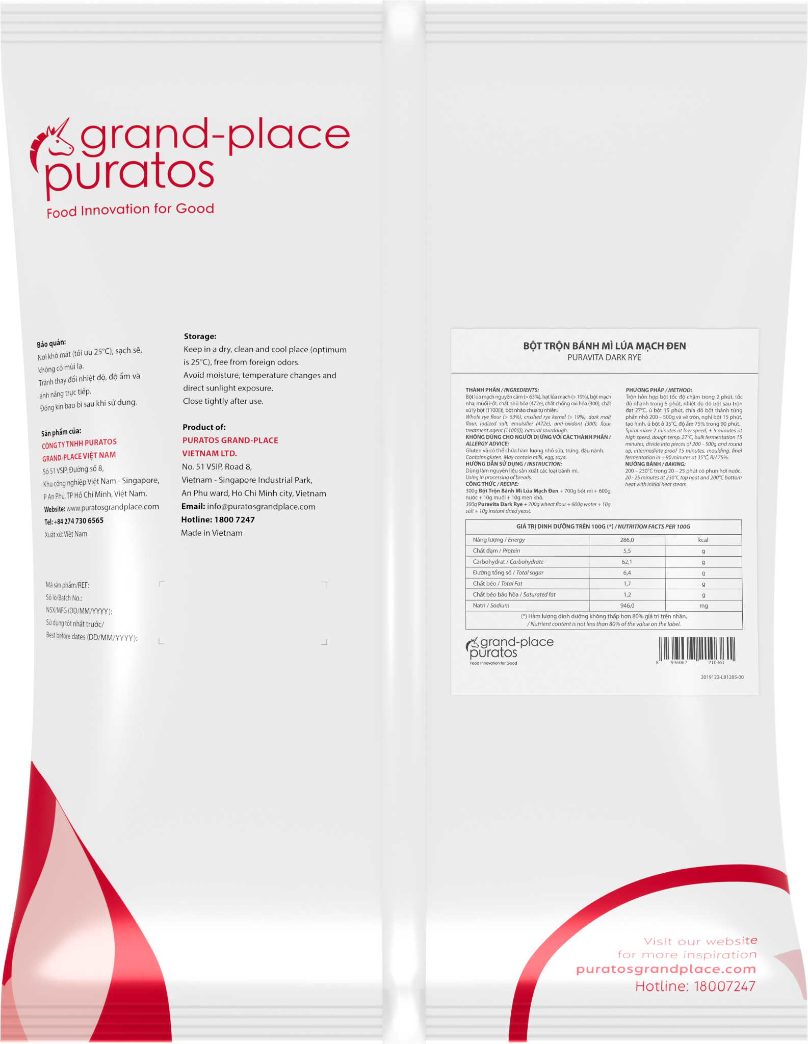 Bột trộn bánh mì lúa mạch đen  5kg - 4116067