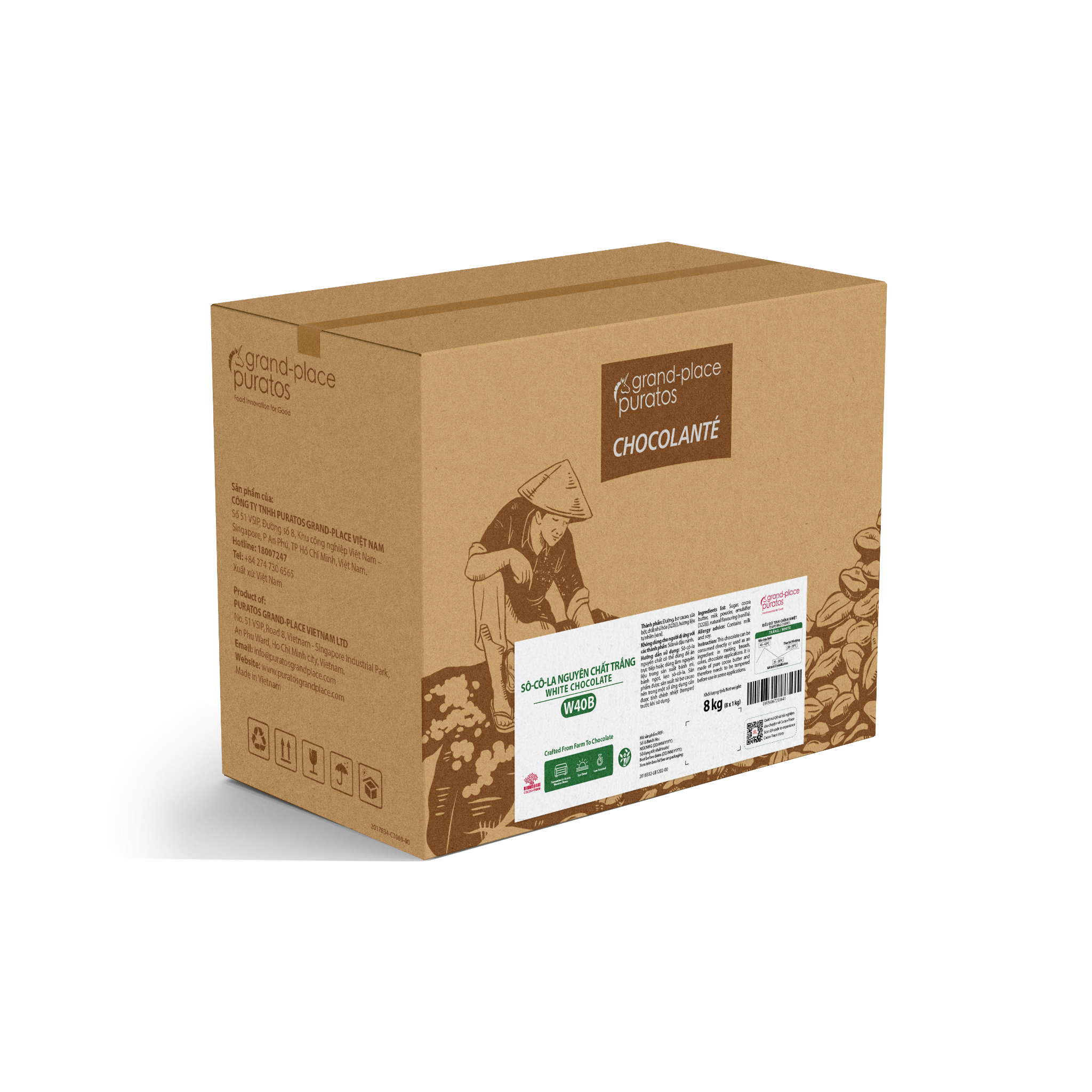 Sô-cô-la Chocolante Hạt nút Trắng 40% GPW-40B 1kg 4009151