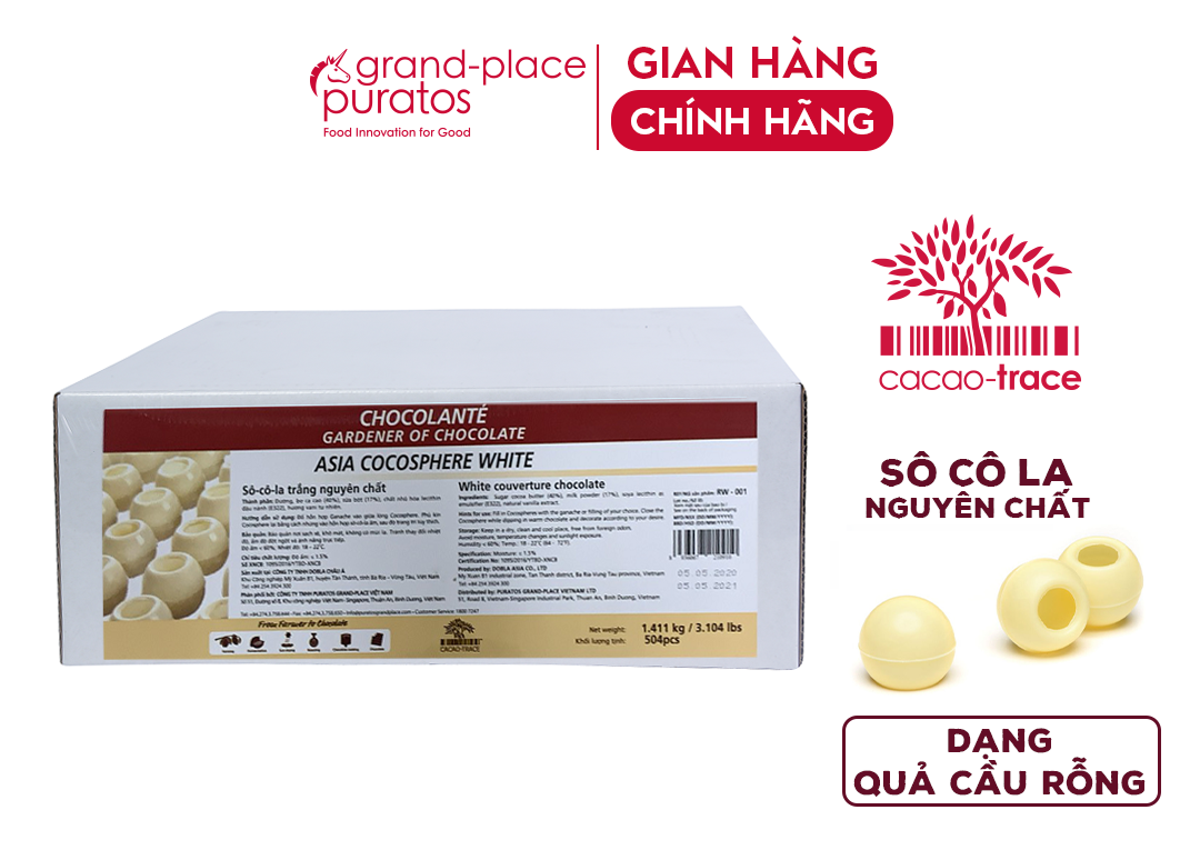 Sô-cô-la Chocolante Quả cầu rỗng Trắng RW-001 1.411kg 4116237