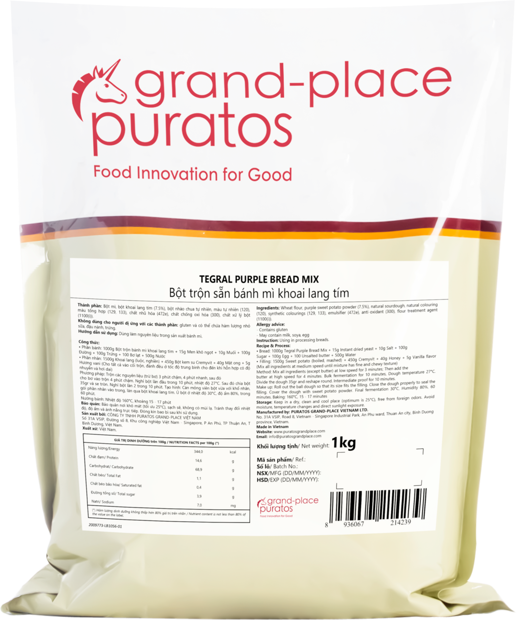 Bột Trộn Bánh Mì Khoai Lang Tím 10x1kg - 4025704