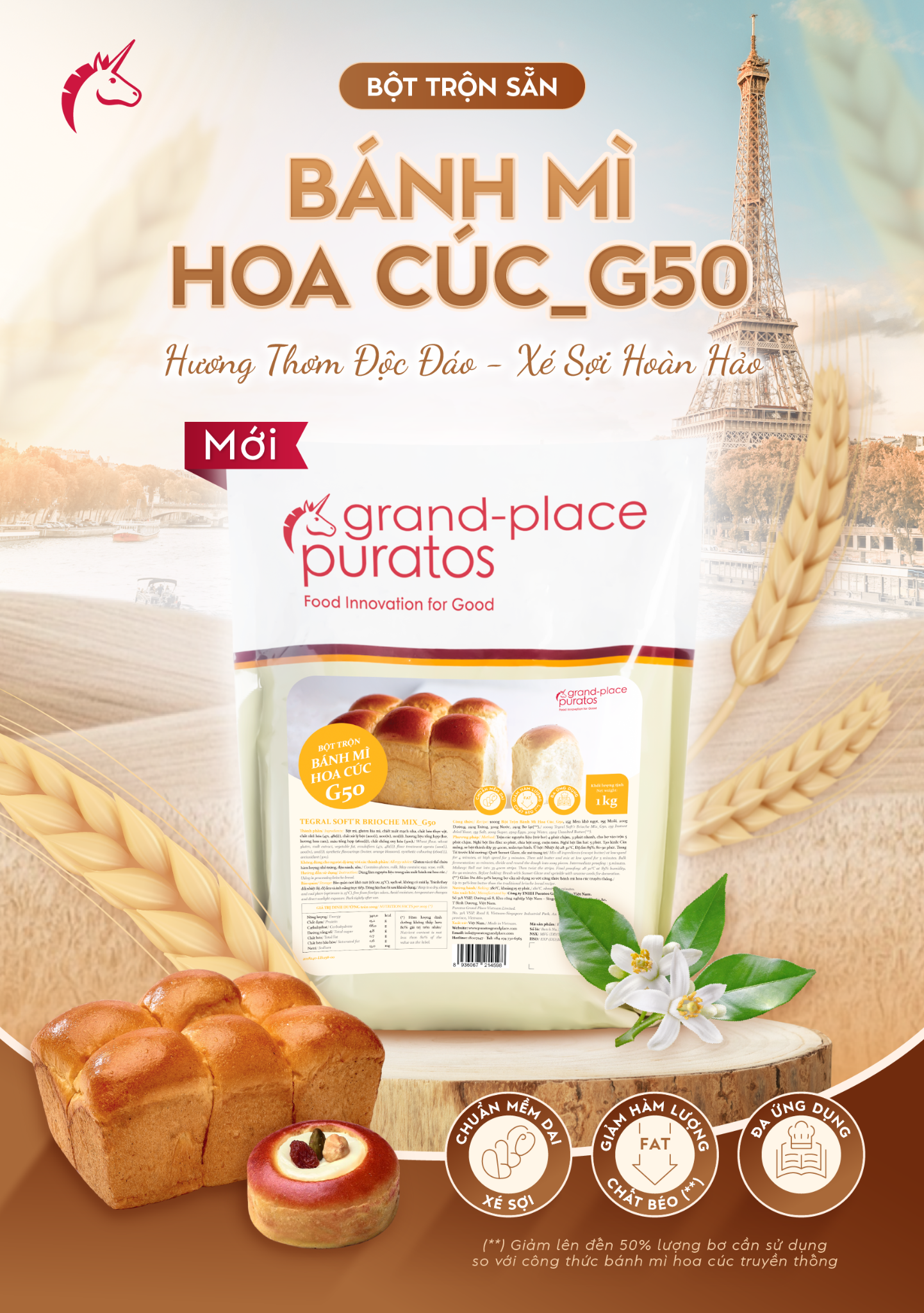 Bột Trộn Bánh Mì Hoa Cúc_G50 1kg - 4027869
