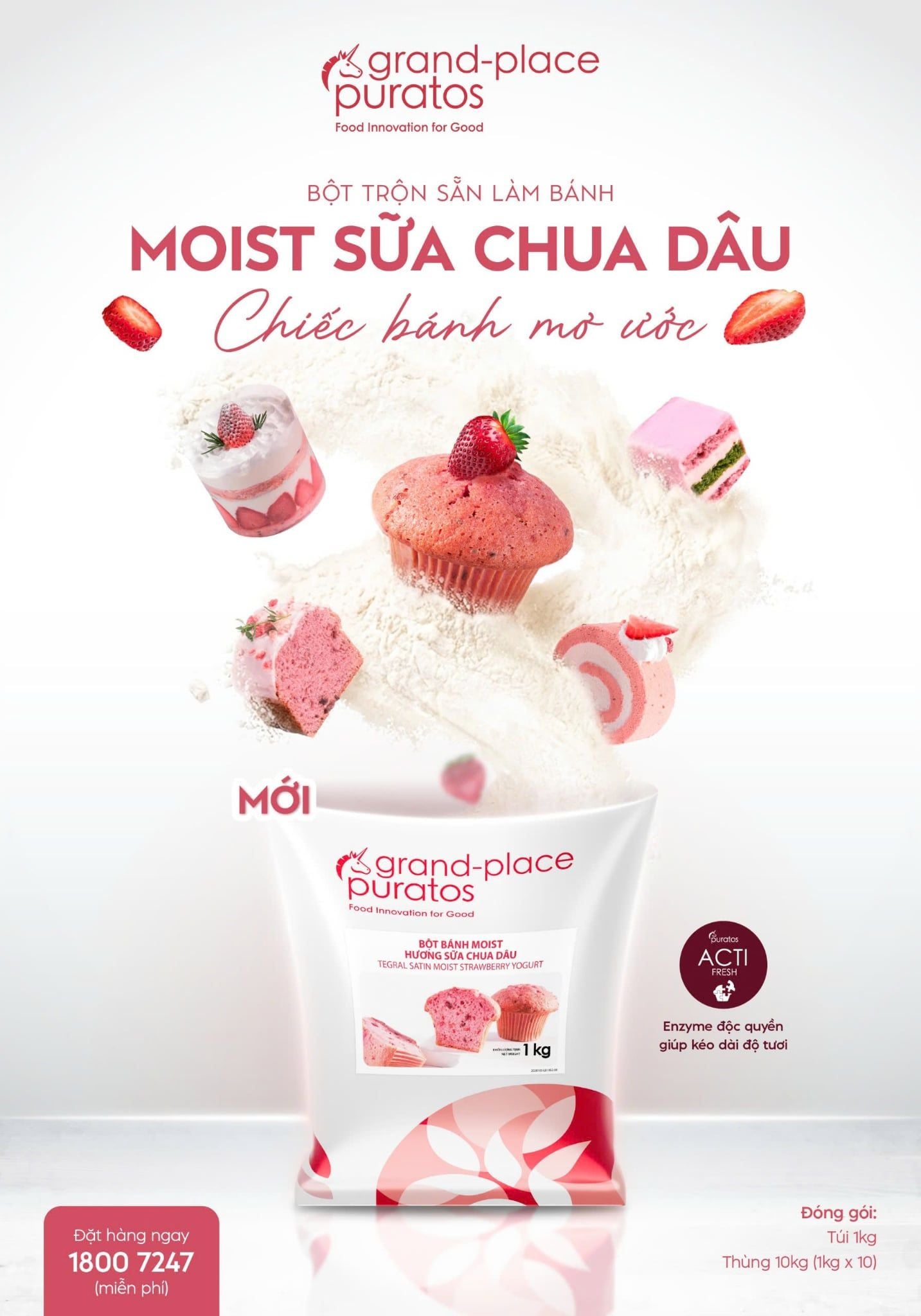BỘT BÁNH MOIST HƯƠNG SỮA CHUA DÂU 1KG - 4029984