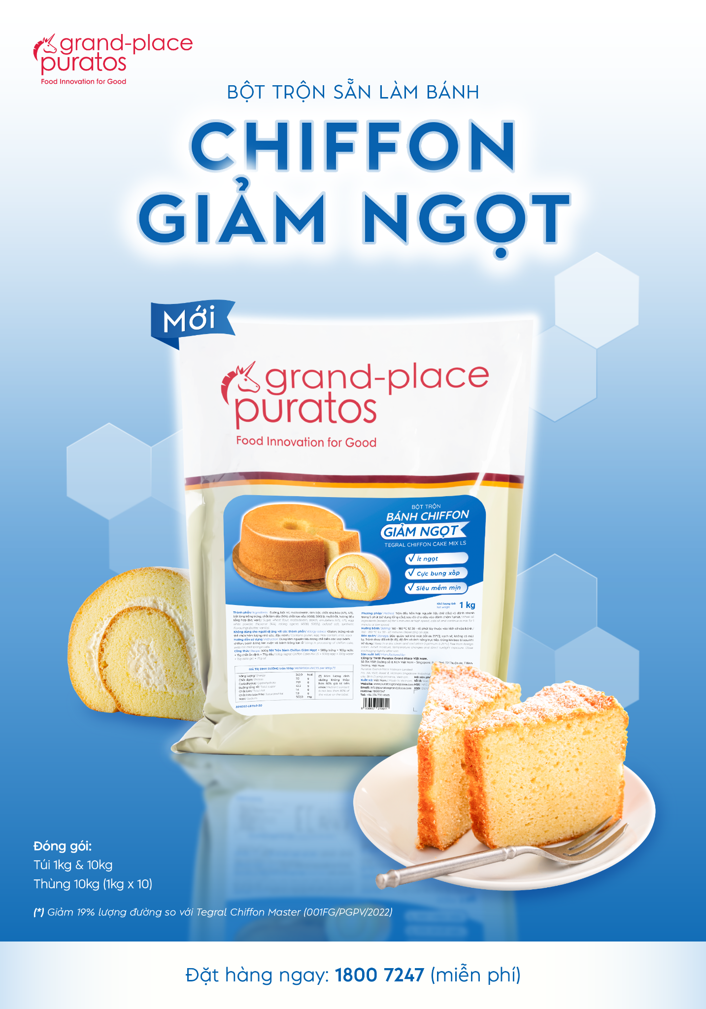 Bột Trộn Bánh Chiffon Giảm Ngọt 1Kg - 4027408