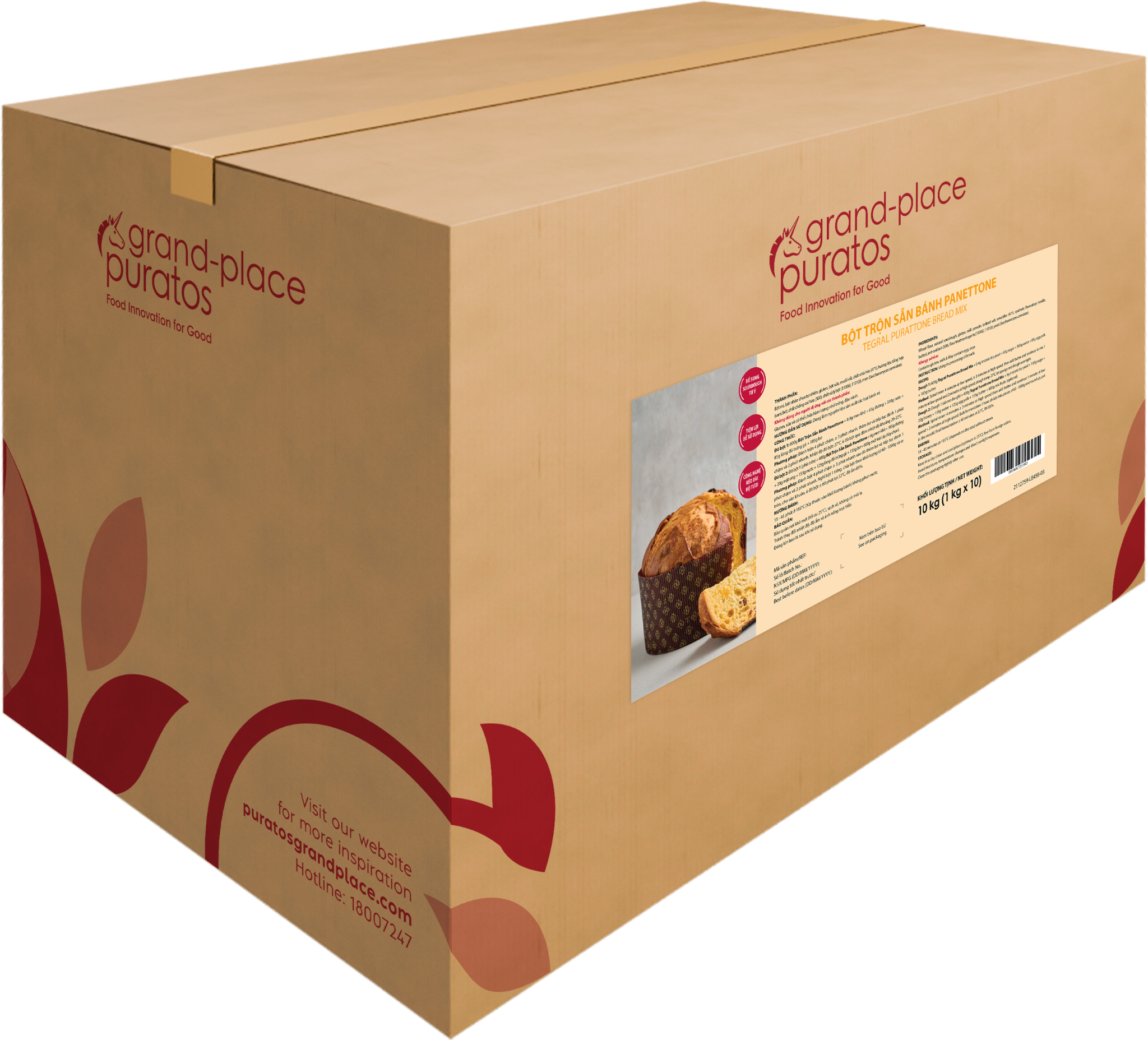 Bột trộn sẵn bánh mì Purattone  1kg - 4116075