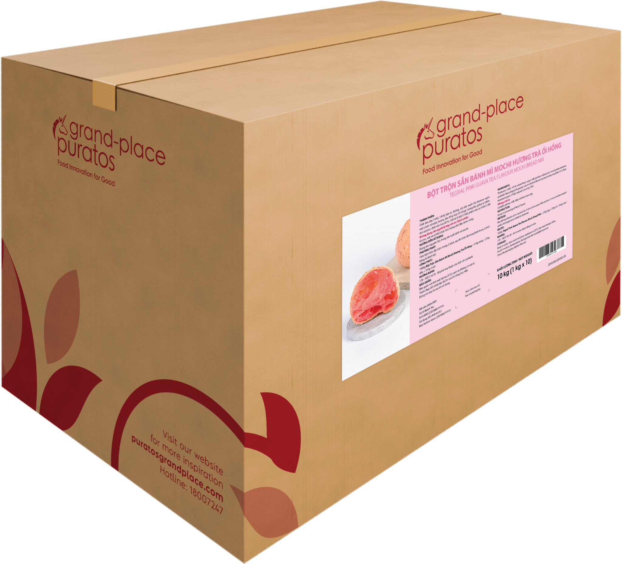 Bột trộn sẵn bánh mì Mochi hương trà ổi hồng  1kg - 4025731