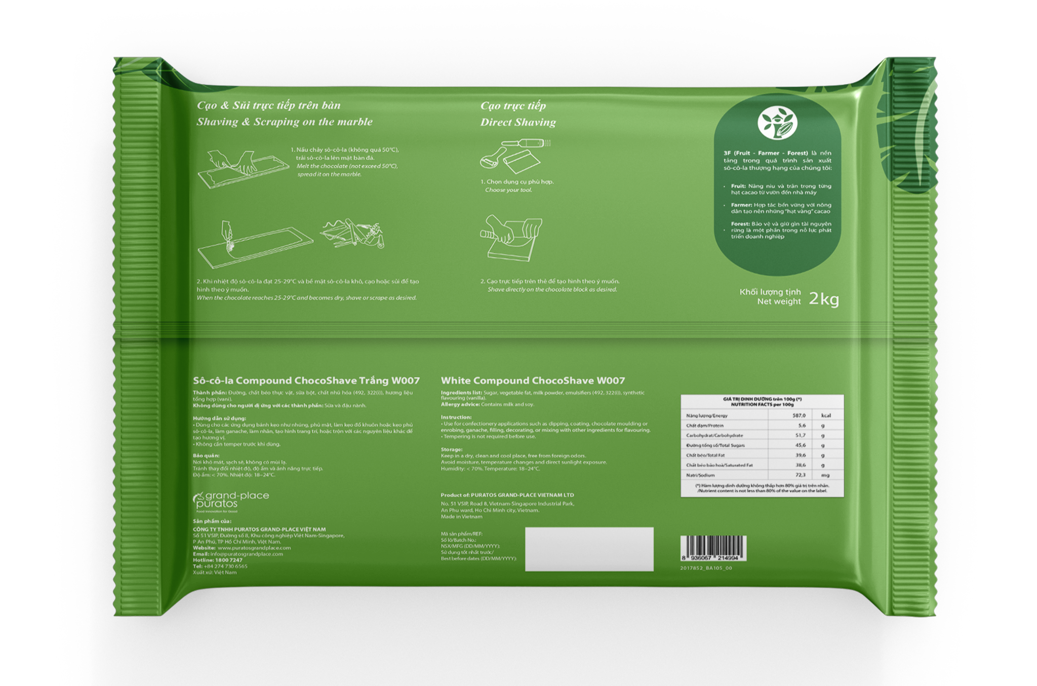 Sô-cô-la Grand-Place Thẻ Trắng Chocoshave GPW-007 2kg 4116202