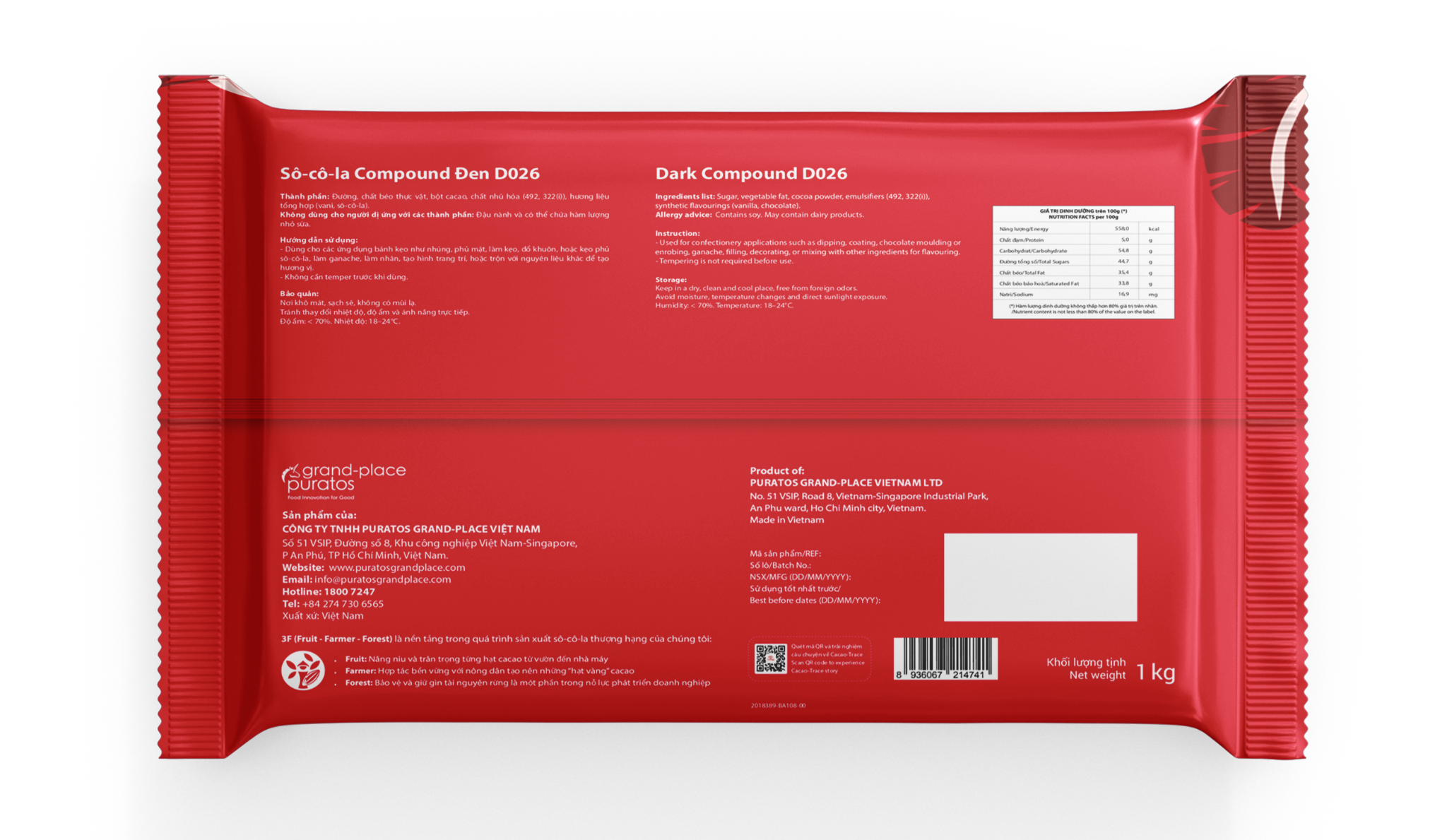 Sô-cô-la Grand-Place Thẻ Đen GPD-026 1kg 4116142