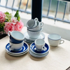 Bộ đĩa và Ly sứ Ancap Cappuccino vẽ tay viền, 190ml - Hàng Táo Tám