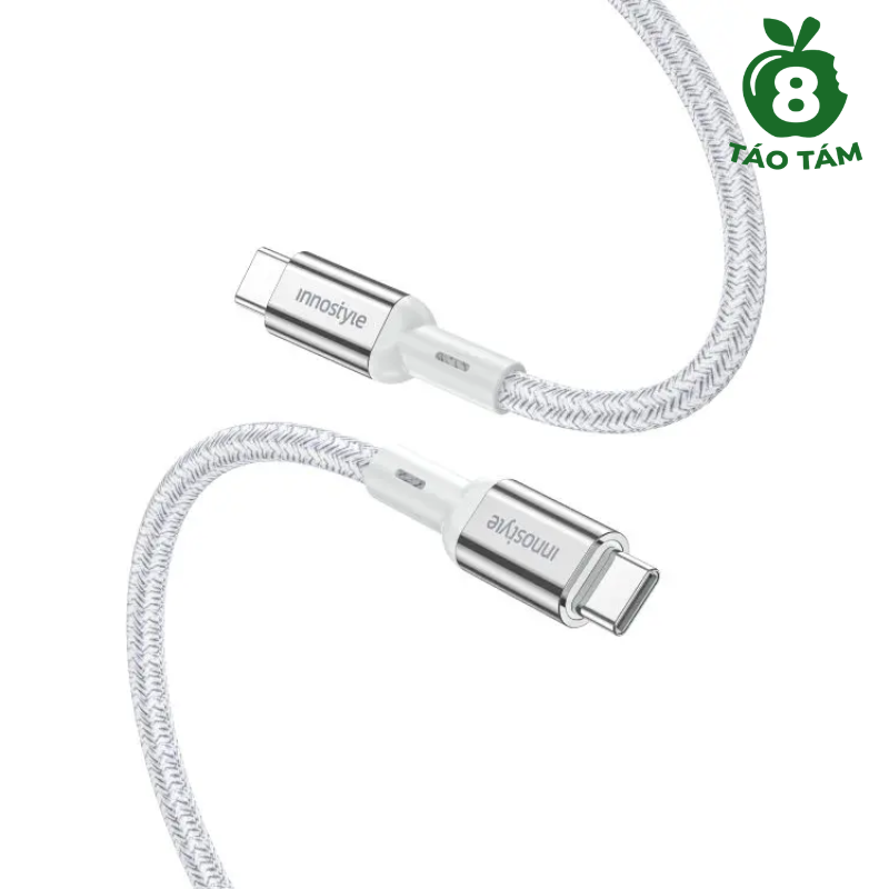 Cáp Innostyle PowerFlex USB-C to USB-C 100W 10Gbps 4K/60Hz Silver - HÀNG TÁO TÁM