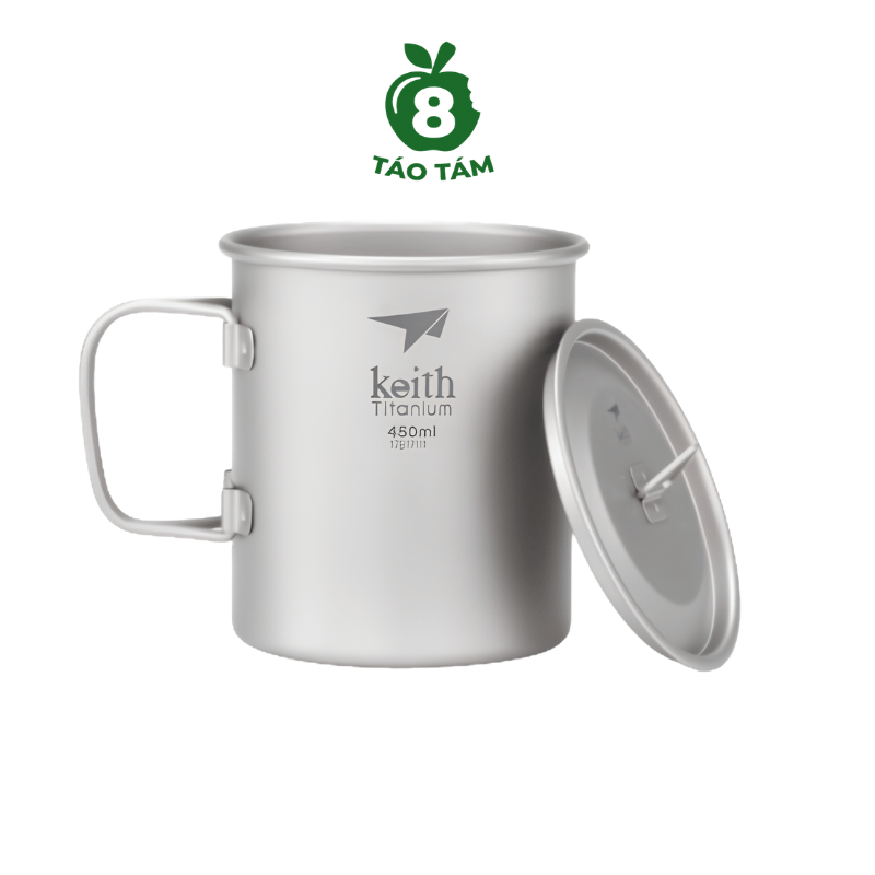 Cốc Keith Titanium Ti3204 450ml Có Tay Cầm & Nắp - Hàng Táo Tám