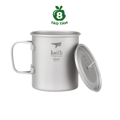 Cốc Keith Titanium Ti3204 450ml Có Tay Cầm & Nắp - Hàng Táo Tám