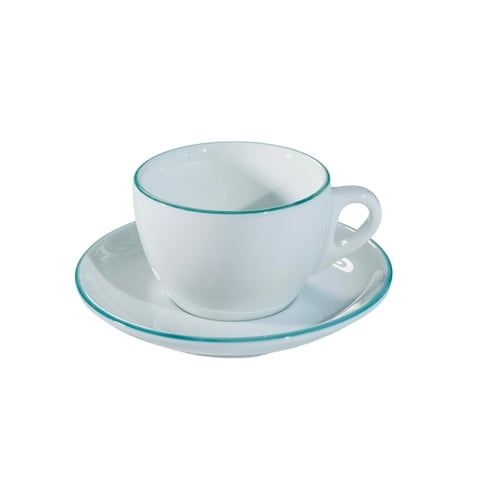 Bộ đĩa và Ly sứ Ancap Cappuccino vẽ tay viền, 190ml - Hàng Táo Tám
