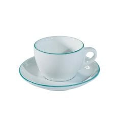 Bộ đĩa và Ly sứ Ancap Cappuccino vẽ tay viền, 190ml - Hàng Táo Tám