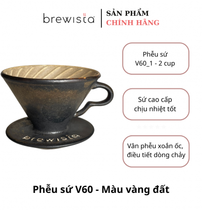 Phễu Lọc Cà Phê V60 Brewista Dripper Sứ Cao Cấp – Gilding Gold Pour Over Chính Hãng