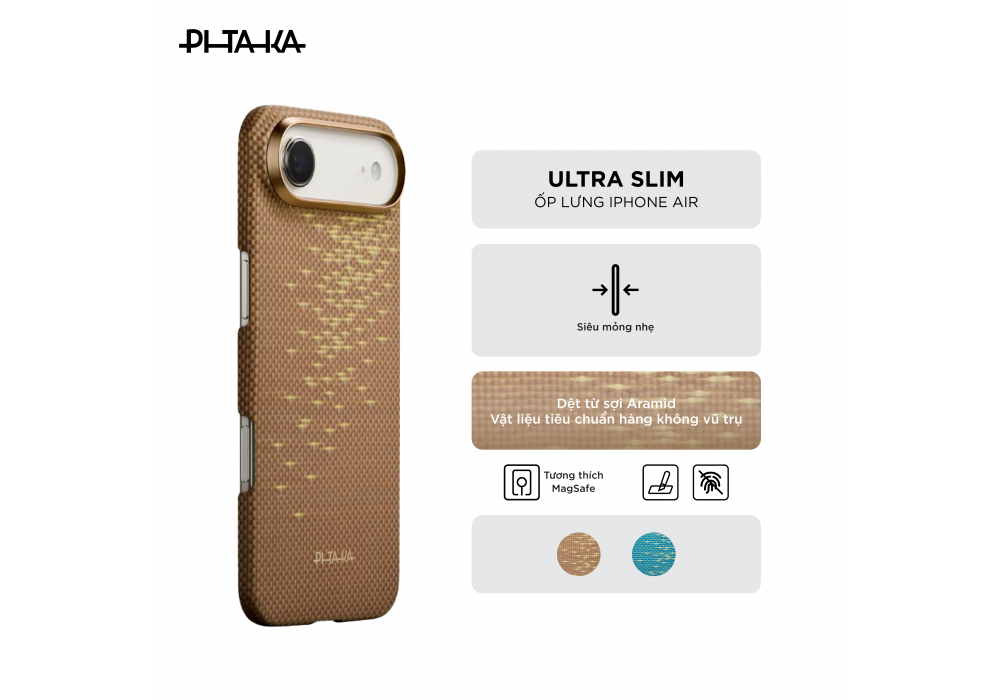 Ốp Lưng iPhone Air PITAKA Ultra-Slim (with PitaTap) – Glints of Gold - Hàng Táo Tám