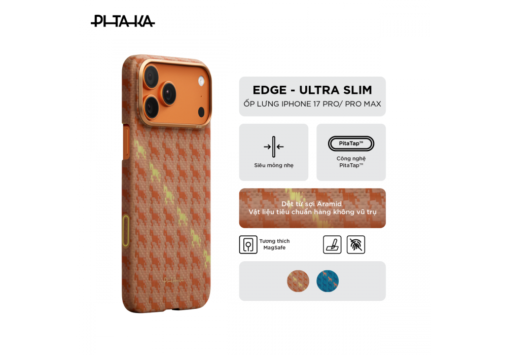 Ốp Lưng iPhone 17 Pro / iPhone 17 Pro Max PITAKA Edge (with PitaTap) Ultra-slim – Happiness Rides In - Hàng Táo Tám