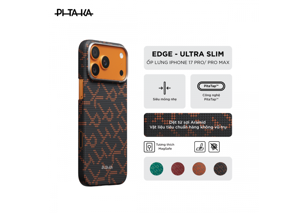 Ốp Lưng iPhone 17 Pro / iPhone 17 Pro Max PITAKA Ultra-Slim (with PitaTap) – Monogram - Leaping - Hàng Táo Tám