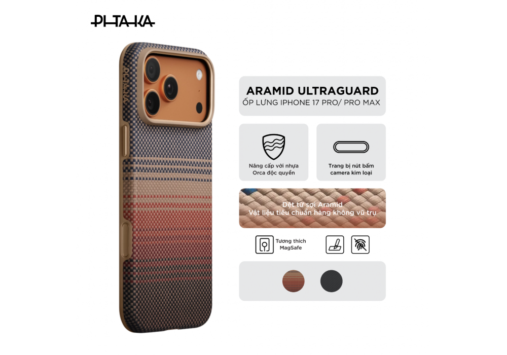Ốp Lưng iPhone 17 Pro / iPhone 17 Pro Max PITAKA Aramid UltraGuard - Hàng Táo Tám