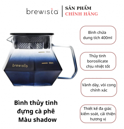Bình Server Brewista X-Series 400ml Shadow – Bình Đựng Cà Phê Pour Over Thủy Tinh Chịu Nhiệt Chính Hãng