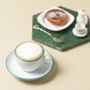 Bộ đĩa và Ly sứ Ancap Cappuccino vẽ tay viền, 190ml - Hàng Táo Tám