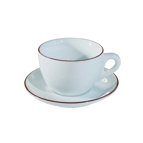 Bộ đĩa và Ly sứ Ancap Large Cappuccino vẽ tay viền, 260ml - Hàng Táo Tám