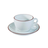 Bộ đĩa và Ly sứ Ancap Cappuccino vẽ tay viền, 190ml - Hàng Táo Tám