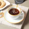 Bộ đĩa và Ly sứ Ancap Cappuccino vẽ tay viền, 190ml - Hàng Táo Tám