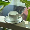 Bộ đĩa và Ly sứ Ancap Espresso vẽ tay viền, 75ml - Hàng Táo Tám
