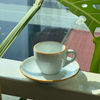 Bộ đĩa và Ly sứ Ancap Espresso vẽ tay viền, 75ml - Hàng Táo Tám