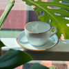 Bộ đĩa và Ly sứ Ancap Cappuccino vẽ tay viền, 190ml - Hàng Táo Tám