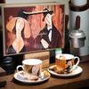Set 2 ly và đĩa sứ Carmani A. Modigliani The Woman in a Hat and Mario Varvogli - 250ml - Hàng Táo Tám