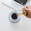 Bộ đĩa và Ly sứ Ancap Cappuccino vẽ tay viền, 190ml - Hàng Táo Tám
