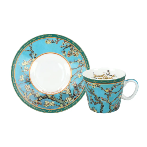 Bộ ly và đĩa sứ Carmani Espresso cup - V. Van Gogh, Blossoming Almond 100ml