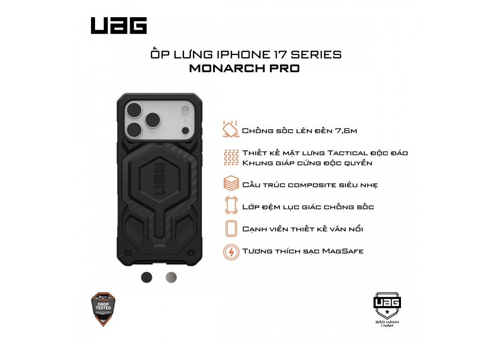Ốp Lưng iPhone 17 Series UAG Monarch Pro - Hàng Táo Tám