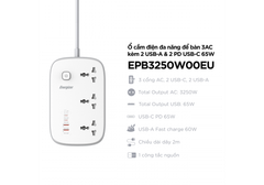 Ổ Điện Đa Năng Energizer EPB3250W00EUWE 65W - Hàng Táo Tám