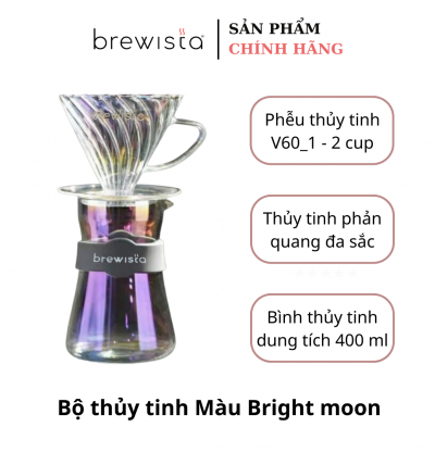 Bộ Phễu V60 Brewista Tornado Dripper & Server Bright Moon 400ml – Bộ Pha Cà Phê Pour Over Thủy Tinh Chính Hãng