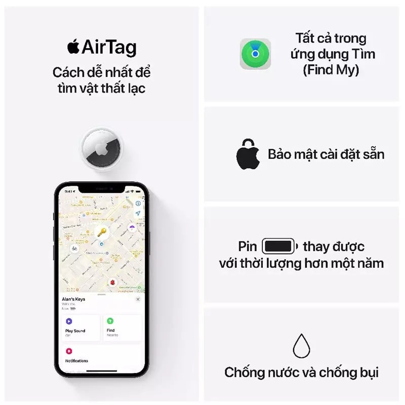 Apple AirTag Gen 1 / Gen 2 – Thiết bị định vị thông minh theo dõi chìa khóa, ví, balo - Hàng Táo Tám