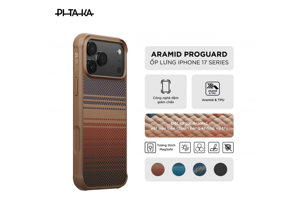 Ốp Lưng iPhone 17 Series PITAKA Aramid ProGuard - Hàng Táo Tám