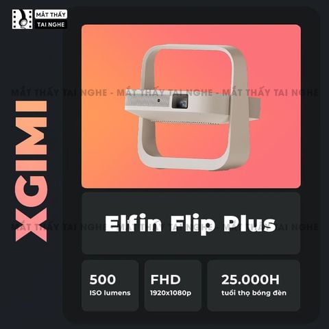 Xgimi Elifn Flip Plus - Máy chiếu thông minh tích hợp Google TV và Netflix chính chủ, sử dụng công nghệ DLP, độ sáng 500 ISO lumens, độ phân giải chuẩn Full HD cho hình ảnh và màu sắc cực đẹp